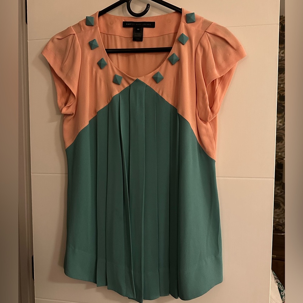 Marc By Marc Jacobs Peach and Teal Blouse